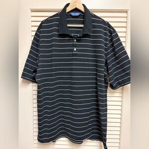 Polo Golf Ralph Lauren Polo Shirt XL Black White Stripe Pima Cotton Peru